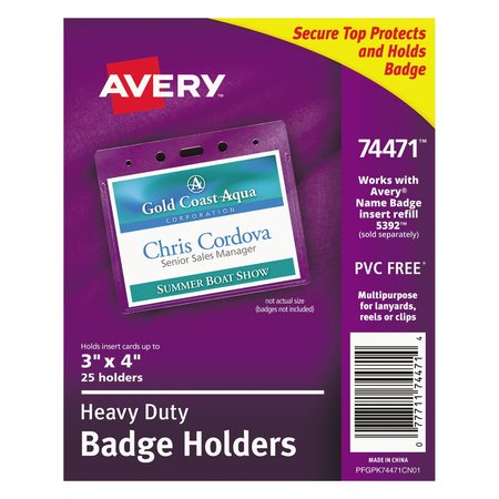 AVERY DENNISON Clear Top Badge, 4 x 3, PK25 74471